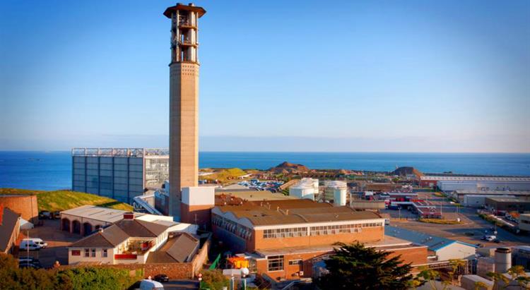 La Collette power station, industrial area and recycling area