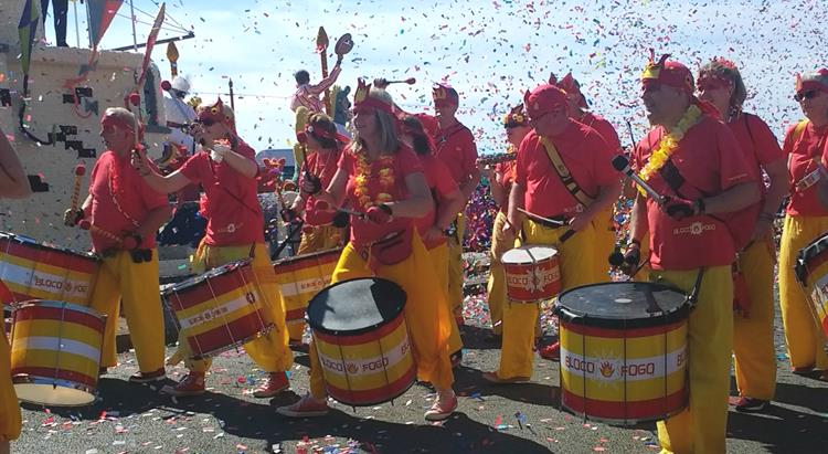 Musicians taking part in the Battle of Flowers parade