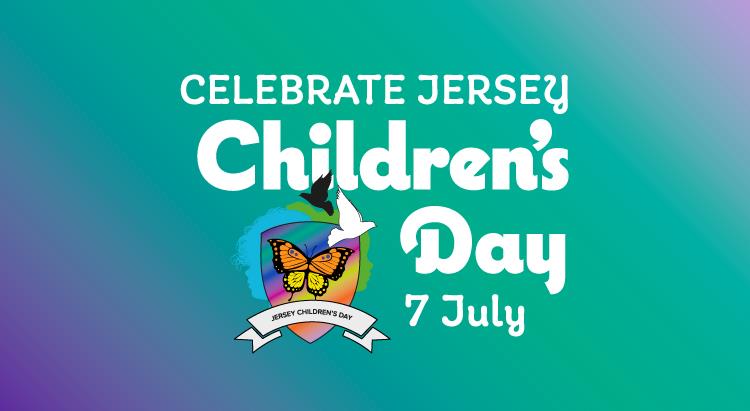 Text stating 'Celebrate Jersey Children's Day 7 July'
