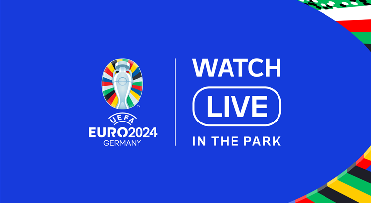 The Euro's logo and text stating 'Watch live in the park'