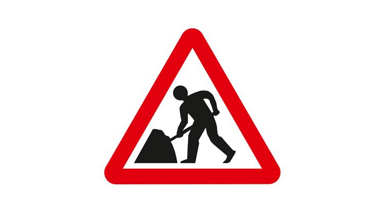 Roadworks warning sign